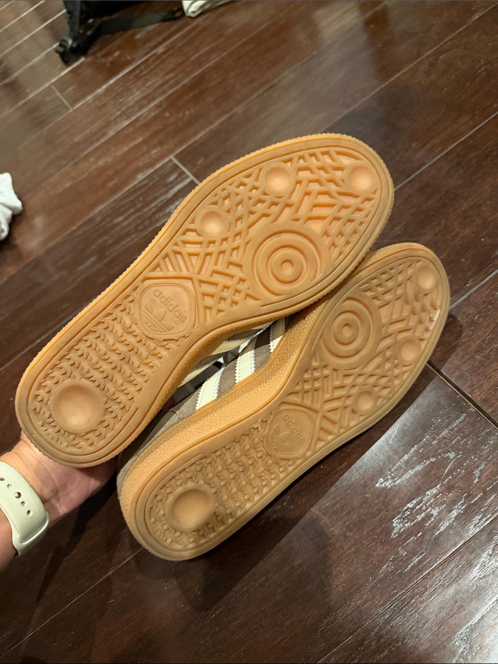 adidas handball spezial Brown Suede Sneakers with Cream Stripes - Picture 4 of 4